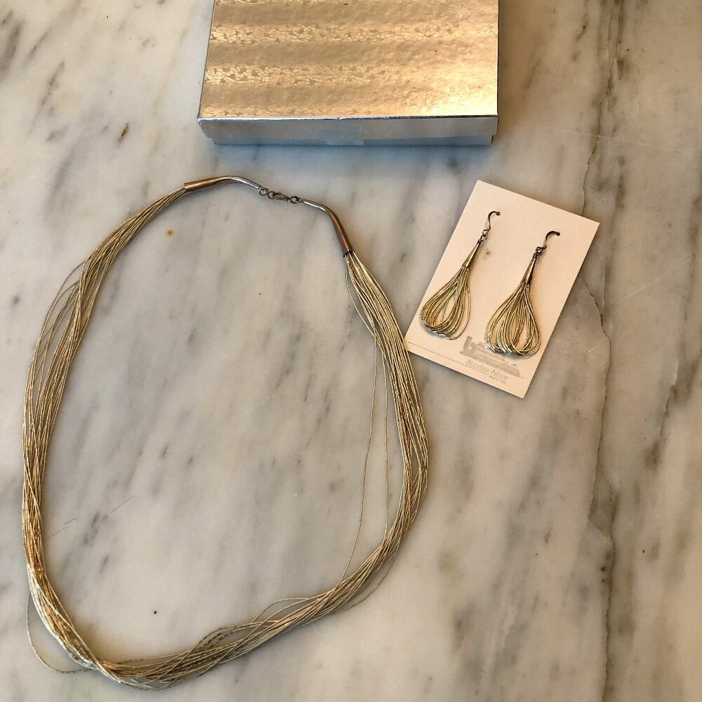 Sterling Silver Necklace and Drop Earrings